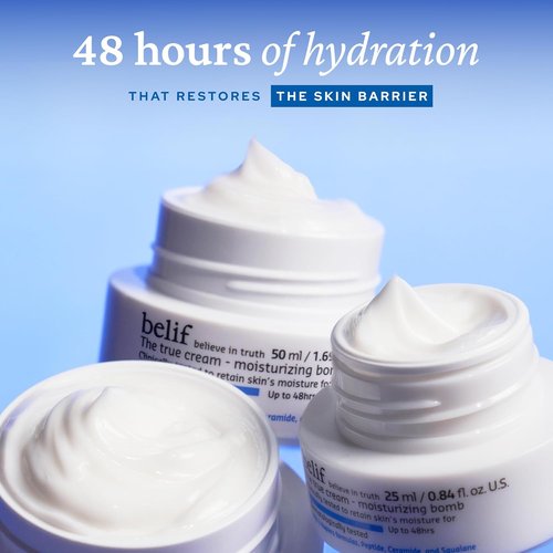 Belif Moisturizing Bomb - Daily Ceramide Moisturizer with Peptide & Squalane for 48hr Hydration | Lightweight Anti-Aging Cream, 1.68 fl oz (50ml)