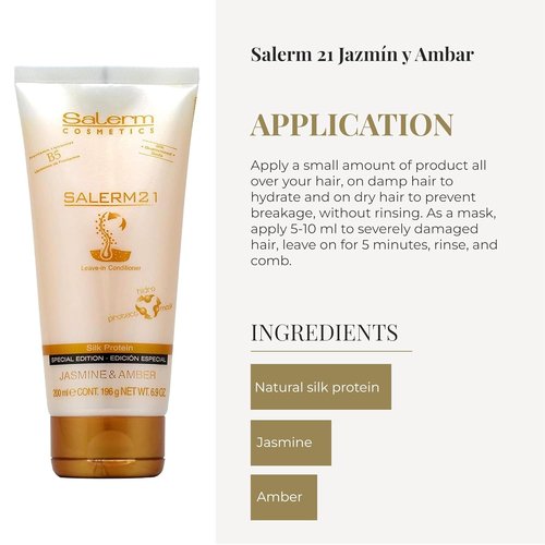 Salerm - Leave-In Mask and Conditioner - 21 Jasmine and Amber - 200 ml - Deep Hydration & Anti-Frizz