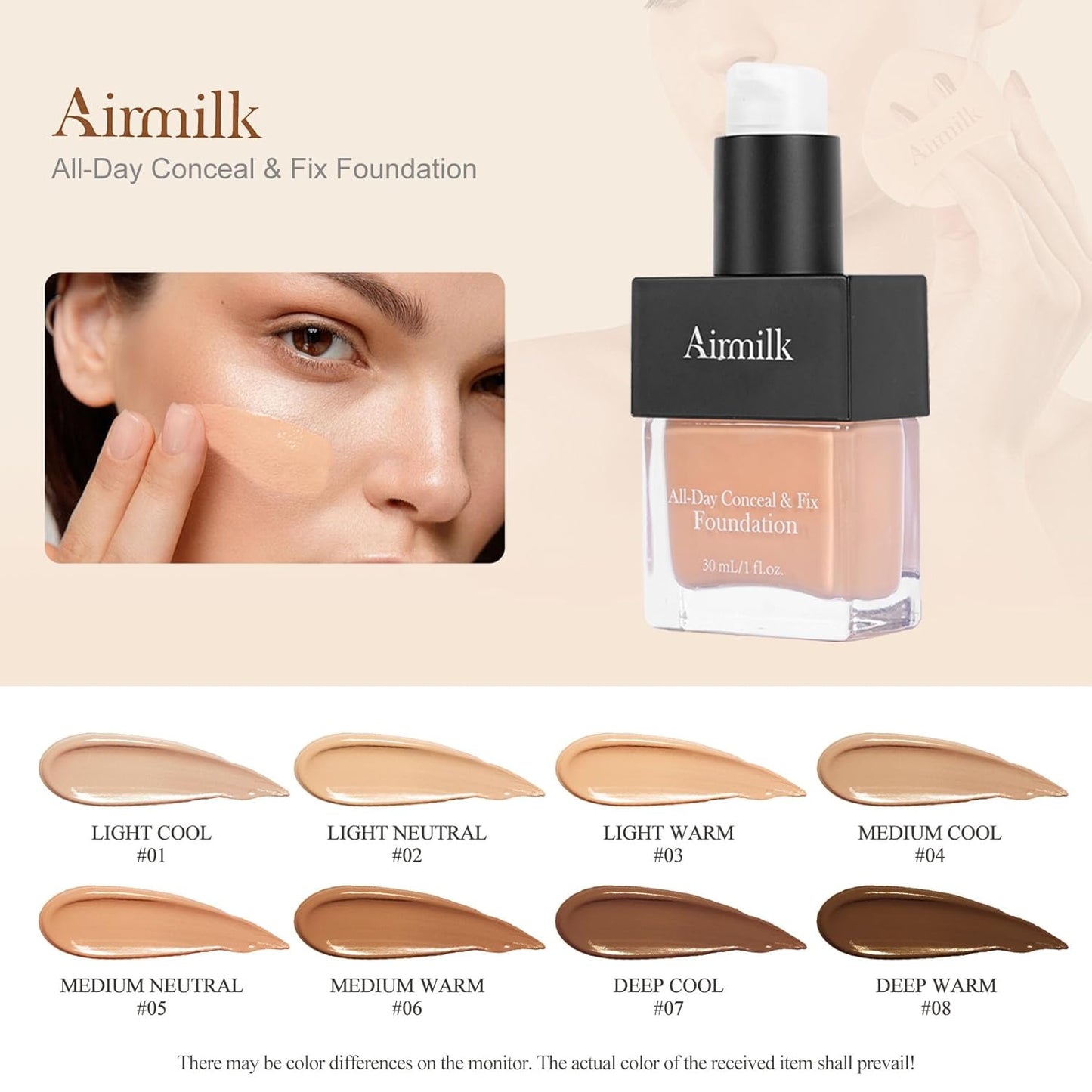 Skiennix Full Coverage Foundation - Skincare Makeup with Salicylic Acid for Sensitive Skin | 30ml Deep Cool