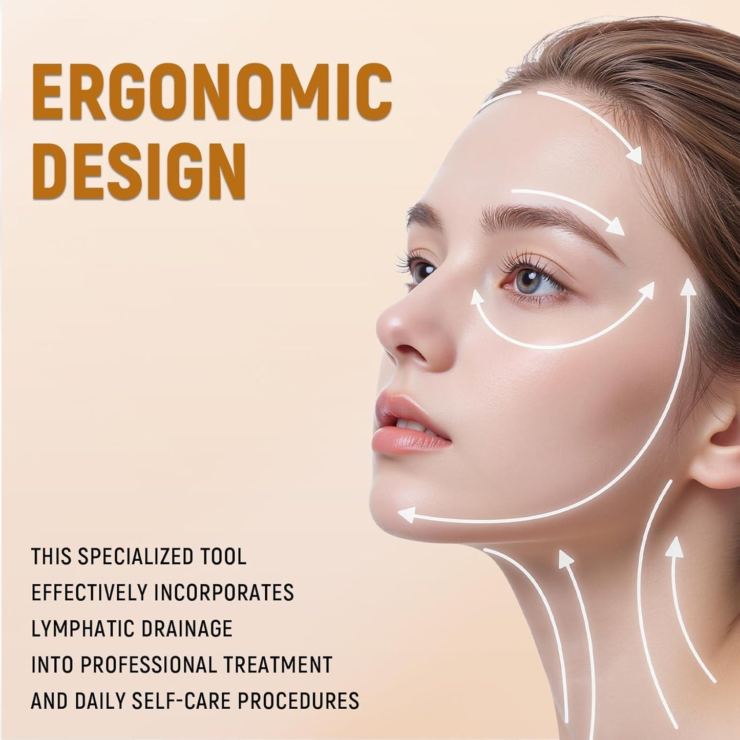 Skiennix Lymphatic Contour Face Brush - Soft Dry Massage Tool for Facial & Neck Relaxation | Portable with Travel Case