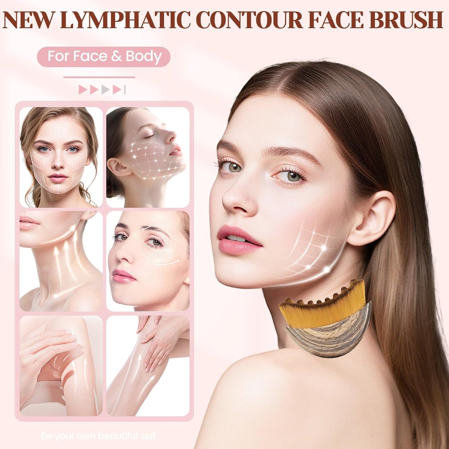 Skiennix Lymphatic Drainage Face Brush - Sculpting Massager with Soft Bristles | Portable Gua Sha Tool