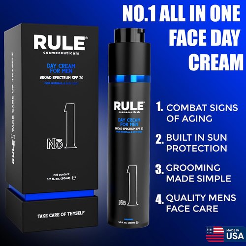 Regine Switzerland Day Cream for Men - 10-in-1 Anti-Aging Moisturizer with SPF 20, Collagen & Vitamins - 50 mL