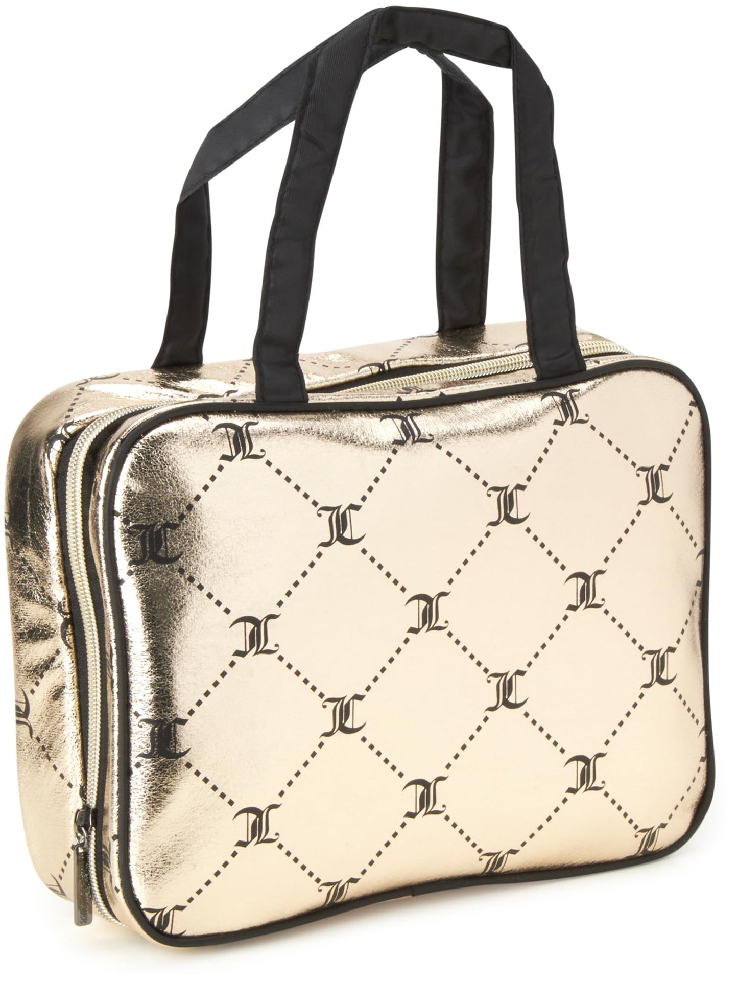 Juicy Couture Women's Cosmetics Bag - Hanging Travel Makeup and Toiletries Weekender Bag, Size One Size, Lattice Logo Print
