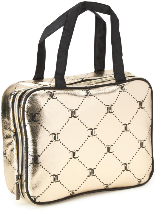 Juicy Couture Women's Cosmetics Bag - Hanging Travel Makeup and Toiletries Weekender Bag, Size One Size, Lattice Logo Print
