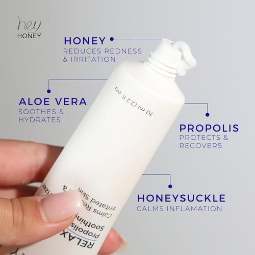 Hey Honey Skincare Instant Rosacea Relief Cream - Calming Moisturizer for Sensitive Skin | Oil-Free with Honey & Propolis | 2.2 Oz