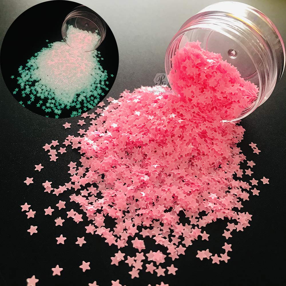 PrettyG 5 Boxes Set Luminous Star Nail Art Glitter Glow in The Dark 3D Sparky Star Shape Glitter Stickers for Resin DIY Making Art Craft Nail Nightclub Decoration Accessories Set4