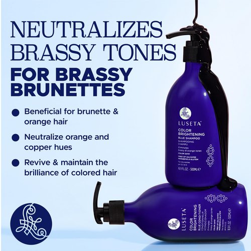 Luseta Blue Shampoo & Conditioner Set - Revitalize Brassy Brunette Hair | 2x 16.9oz