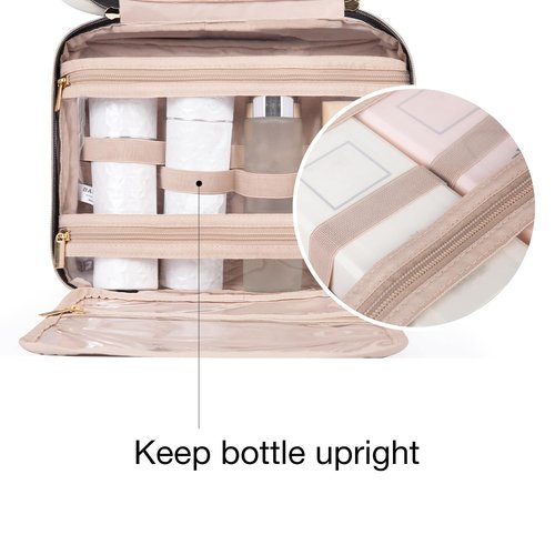 BAGSMART Toiletry Bag - Water-Resistant Travel Organizer with Hanging Hook | Medium Baby Pink