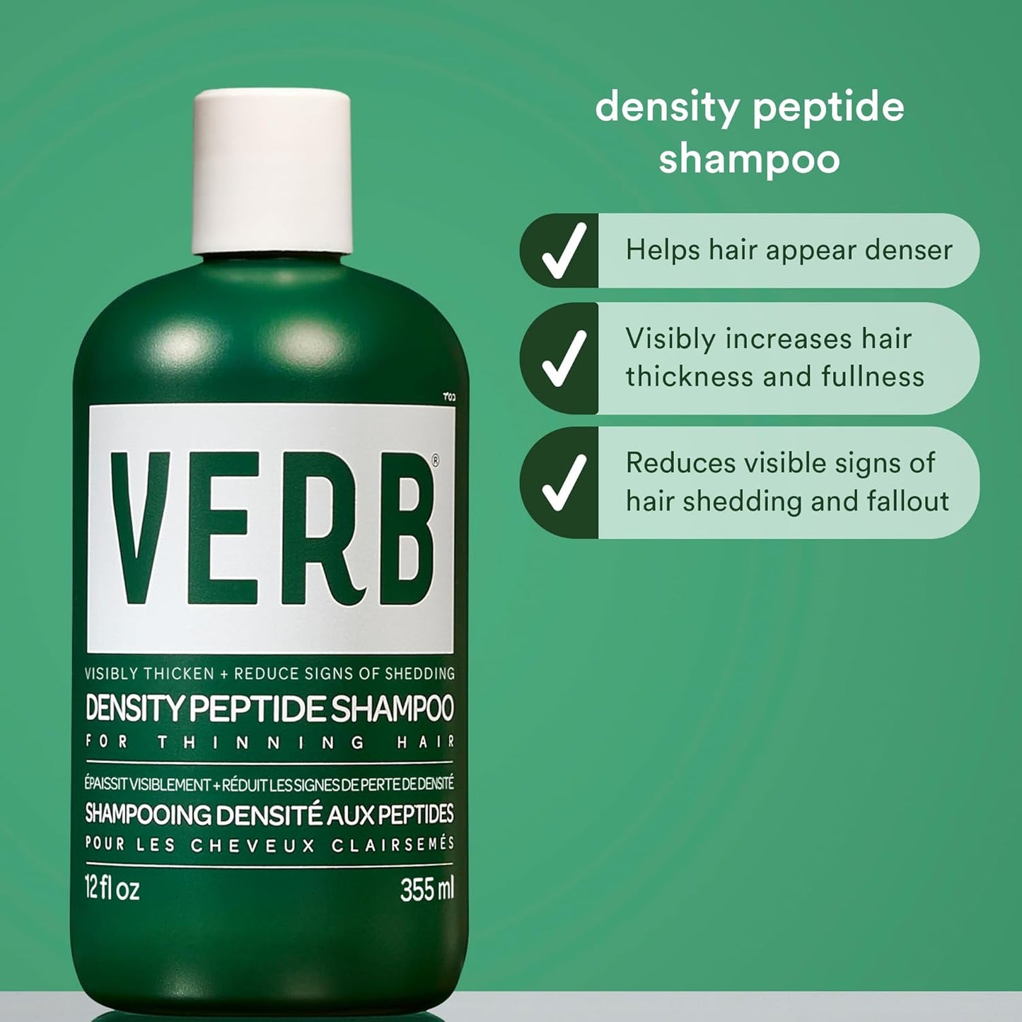 VERB Density Peptide Shampoo - Visibly Thicken + Reduce Signs of Shedding- Moisturizes Fine and Weighed Down Hair