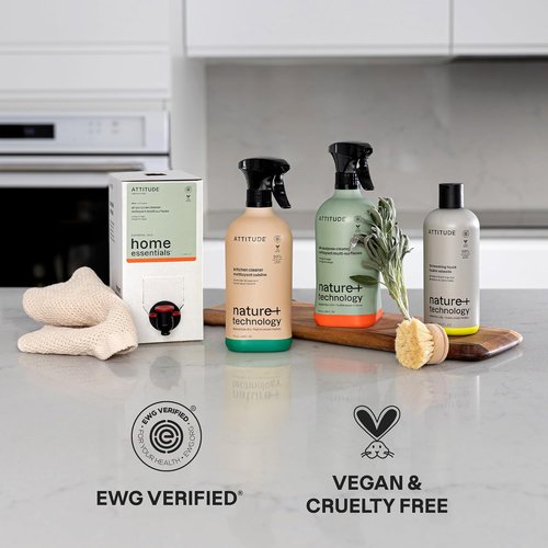 ATTITUDE Dish Soap - Plant-Based, EWG Verified, Lavender & Rosemary Scent | 16.5 Fl Oz Vegan Liquid