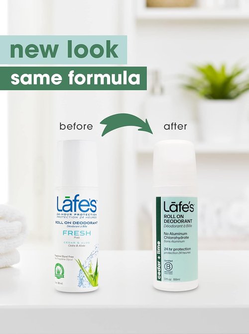 Lafe's Natural Deodorant - Aluminum-Free Cedar & Lime Roll-On | 3oz | 2 Pack for Freshness