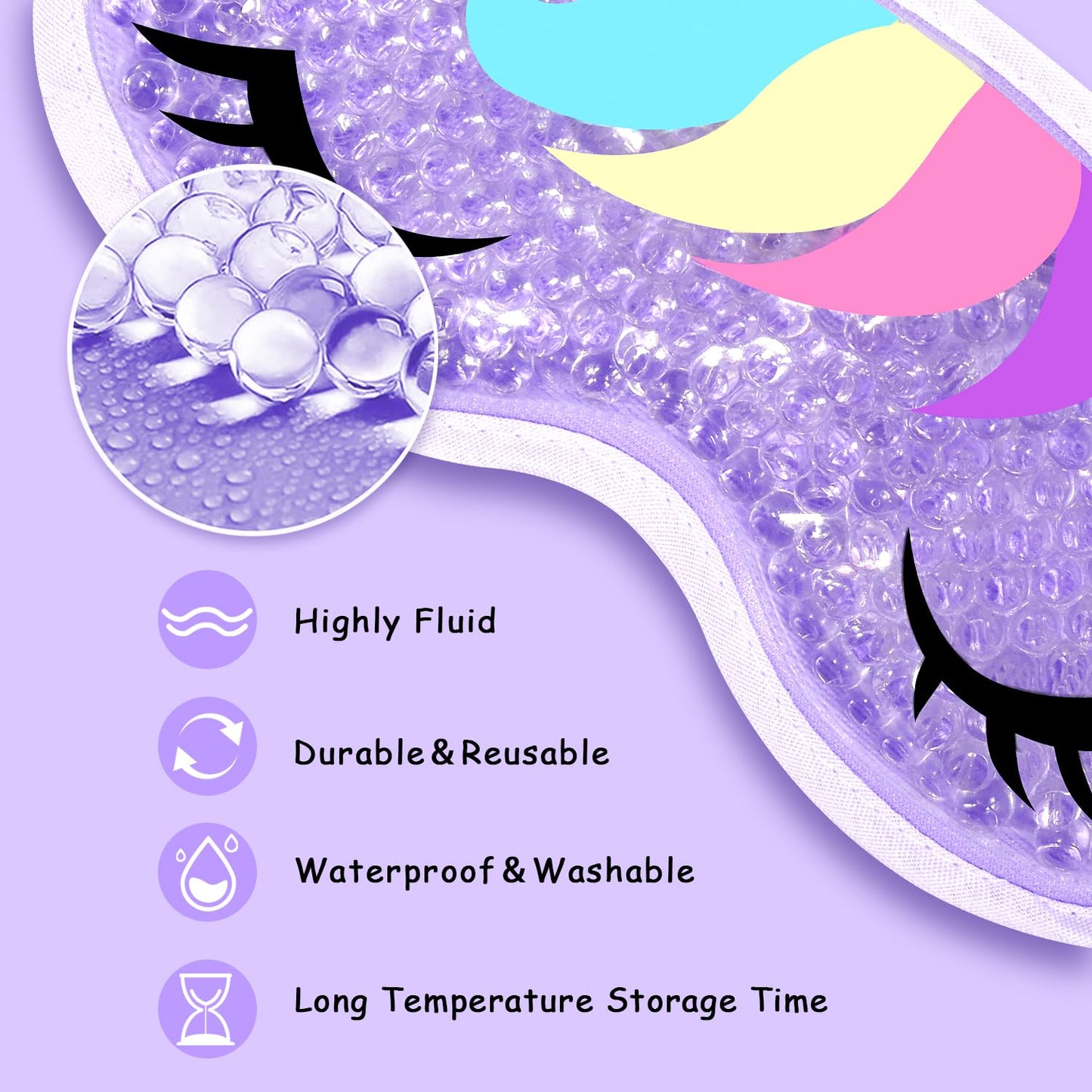 CONBELLA 2PCS Adorable Cooling Eye Mask Gel Eye Mask, Reusable Hot Cold Therapy Cold Eye mask for Post Surgery, Puffiness, Dark Circles, Eye Bags, Dry Eyes, Migraines with Soft Plush Backing