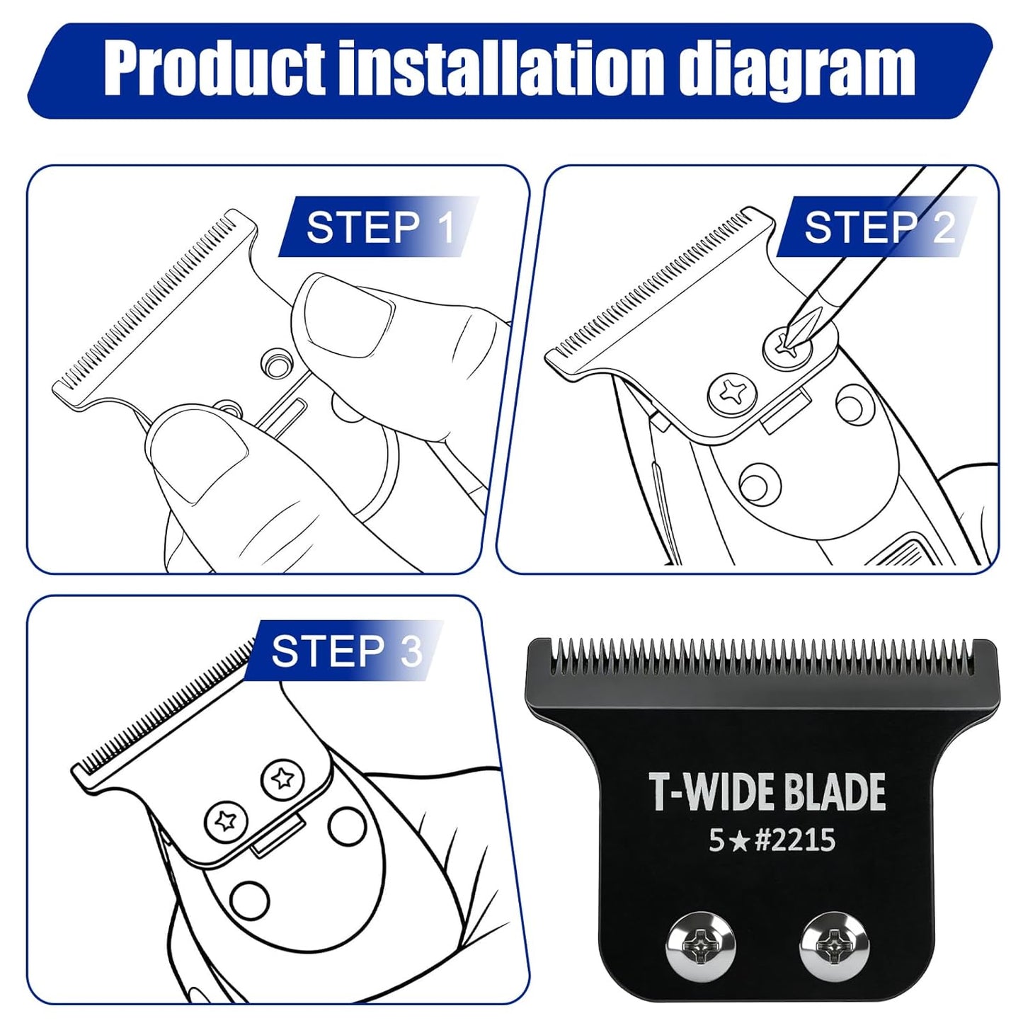 Wahl 5 Star Detailer Li Trimmer Replacement Blades - Adjustable Zero-Gap Stainless Steel, Black - 1 Pack