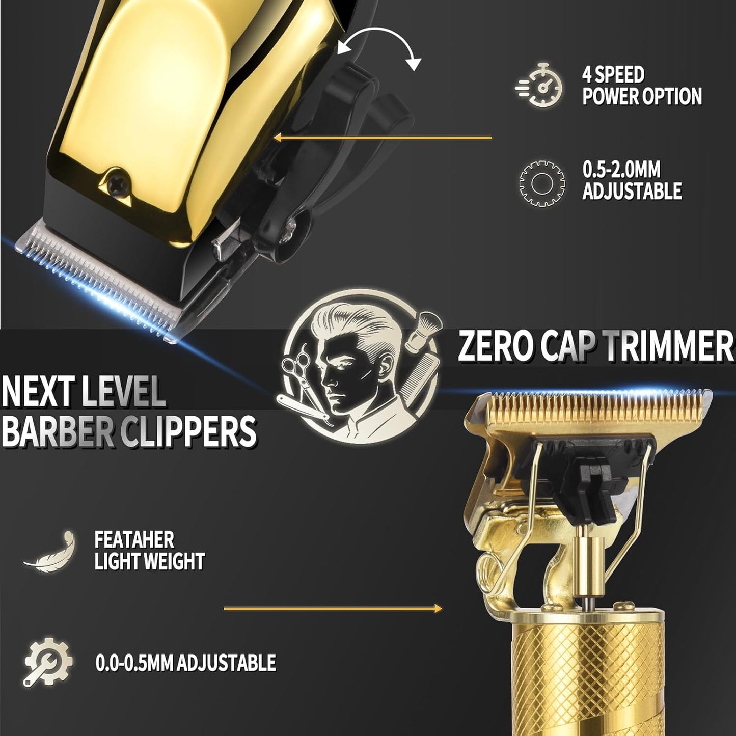 Skiennix Hair Clippers for Men - Cordless Grooming Set with LED Display & 4 Essential Tools