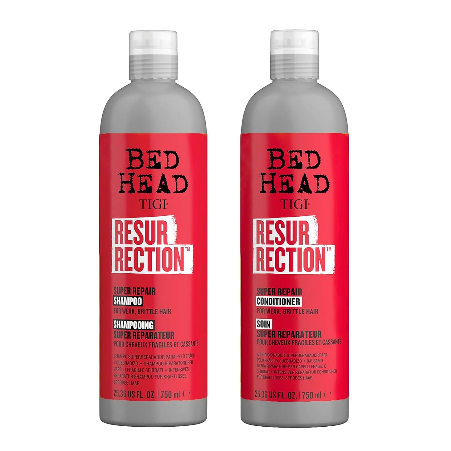 TIGI Bed Head Resurrection Hair Repair Shampoo & Conditioner Set - Maximum Strength for Dry, Damaged Hair | 25.36 fl oz