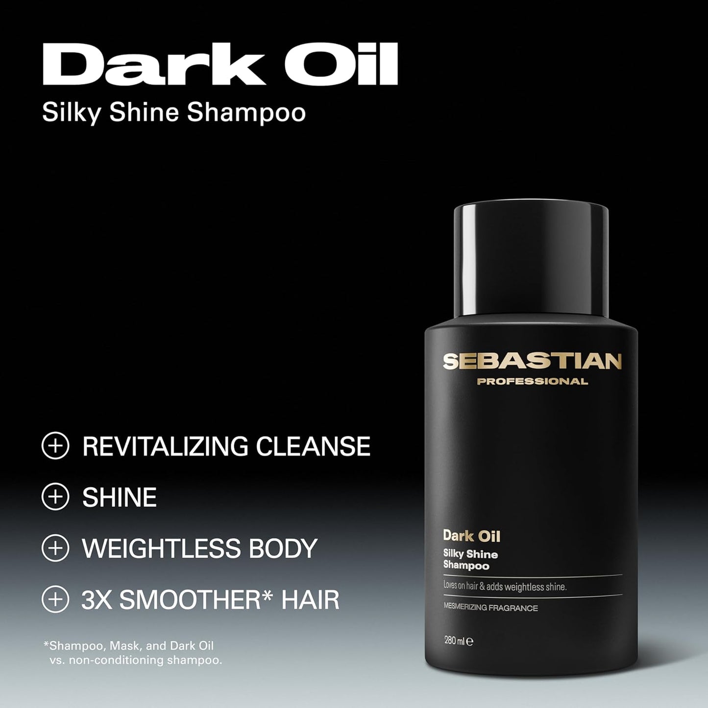 Sebastian Professional Dark Oil Lightweight Shampoo - Jojoba & Argan Oil Infusion | 33.8 Fl Oz