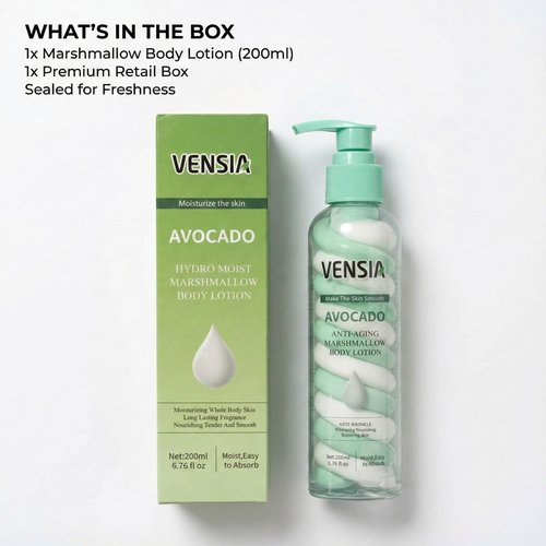 VENSIA Anti Aging Niacinamide Body Lotion 200ml – Moisturizing Lotion for Dry & Rough Skin, Vitamin C Brightening, Gentle Exfoliating, Soothing Hydration for All Skin (Avocado)