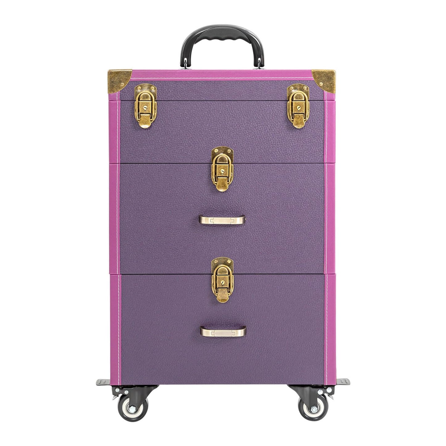 EcoTypee Rolling Makeup Case Cosmetic Train Case Trolley Storage Polish Organizer Purple