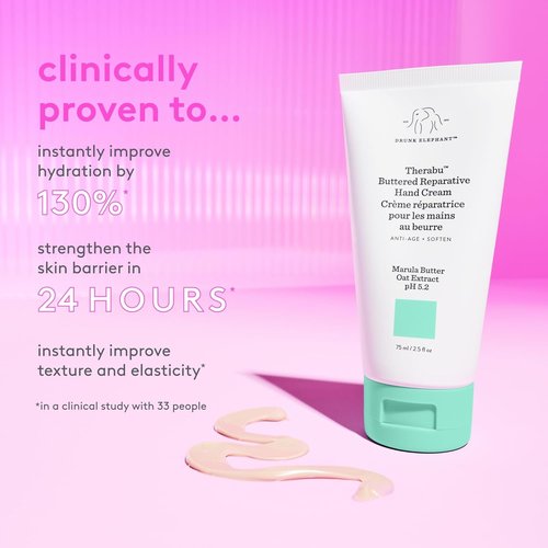 Drunk Elephant Therabu Buttered Hand Cream - Reparative Moisturizer - 75 ml/2.5 fl oz | Clean, Cruelty-Free Skincare