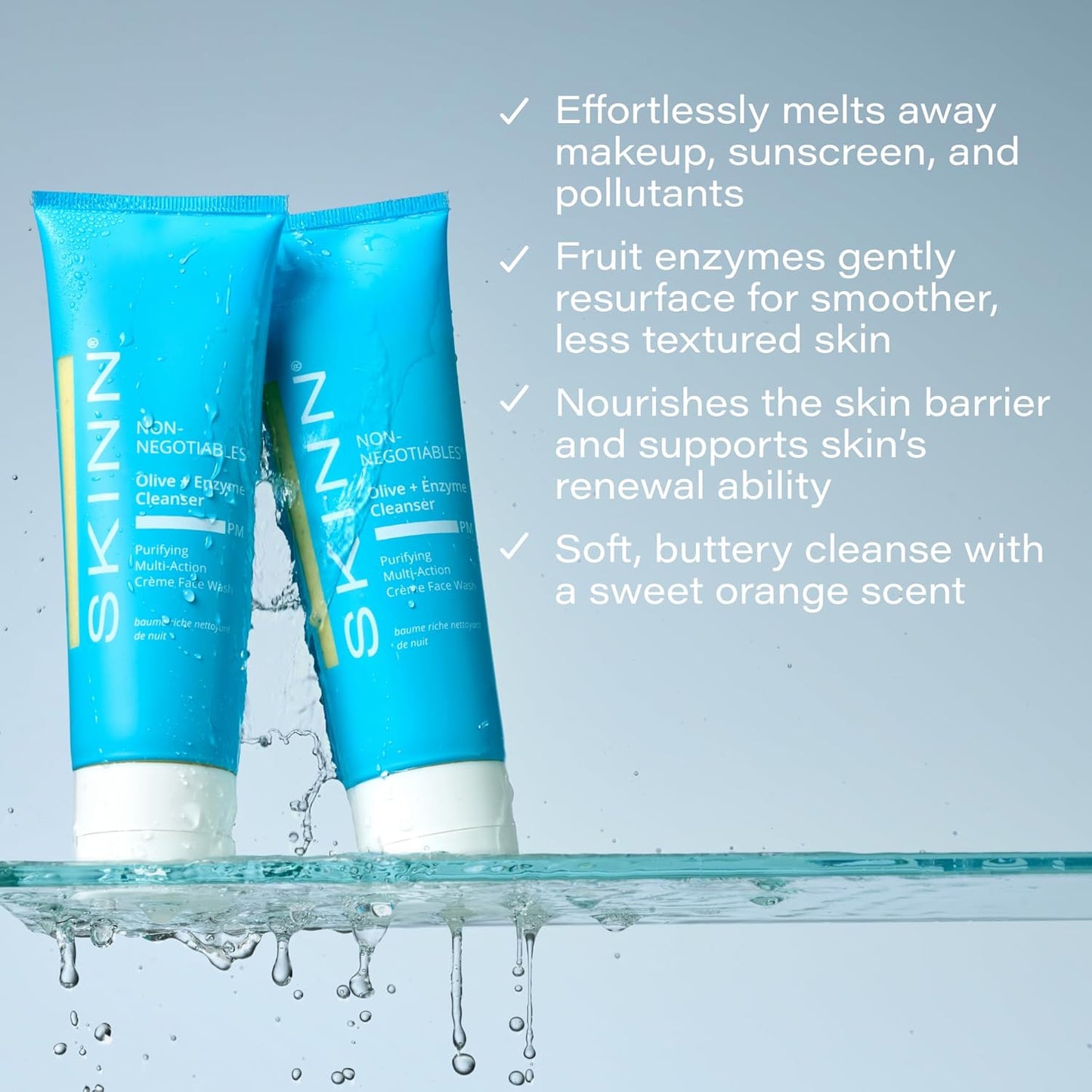 Skiennix Daily Evening Face Wash - Multi-Action Olive & Enzyme Cleanser, 4oz | Removes Makeup & Impurities