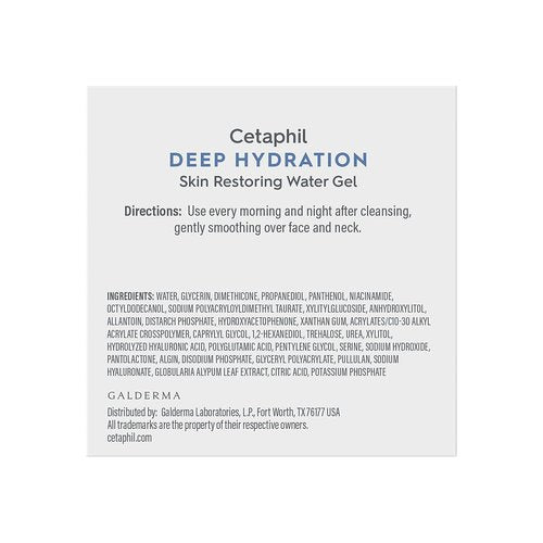 Cetaphil Deep Hydration Water Gel - 72 Hour Moisturizer with Hyaluronic Acid for Sensitive Skin | 1.7 oz