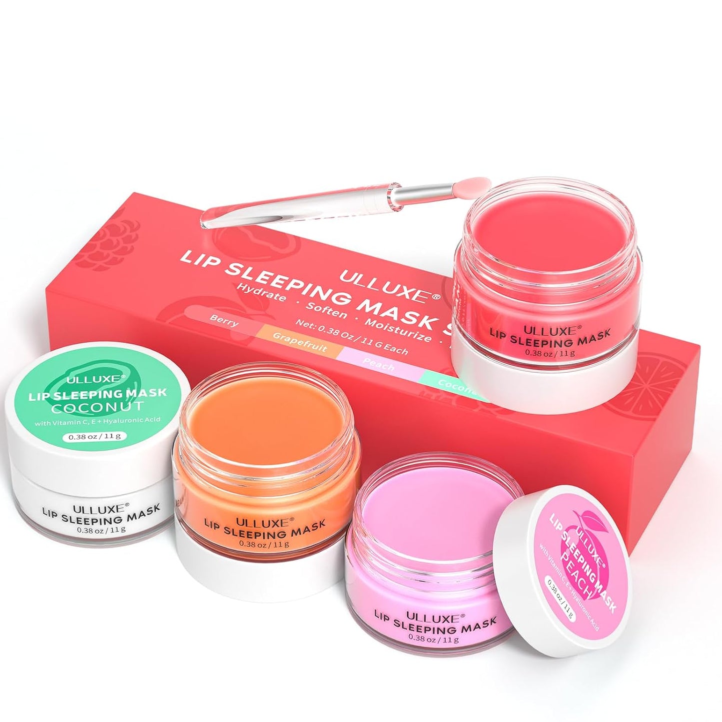 Skiennix Lip Mask Set - 4 Pcs Overnight Hydrating Lip Care with Shea Butter & Hyaluronic Acid