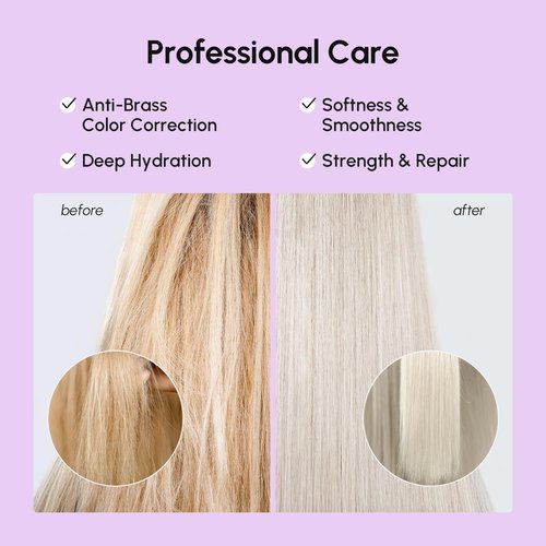 MAREE Deep Conditioning Purple Hair Mask - Toner for Brassy Blonde & Silver Hair - Keratin Repair Treatment