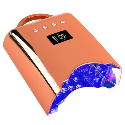 BOMOQING Professional UV LED Nail Lamp, Cordless Rechargeable UV Light for Gel Nails, 78W Fast Curing Gel Nail Light with 4 Timer Setting LCD Display, Auto Sensor and Spacious Interior(Gold)