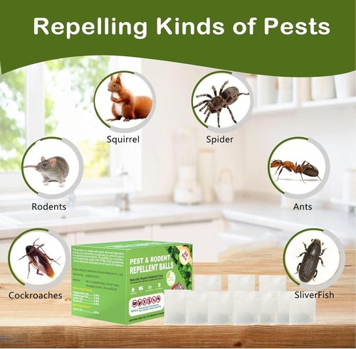 Mouse Rodent Repellent - Peppermint Oil Balls | Plant-Based Deterrent for Mice, Rats & Bugs - 24 Pack