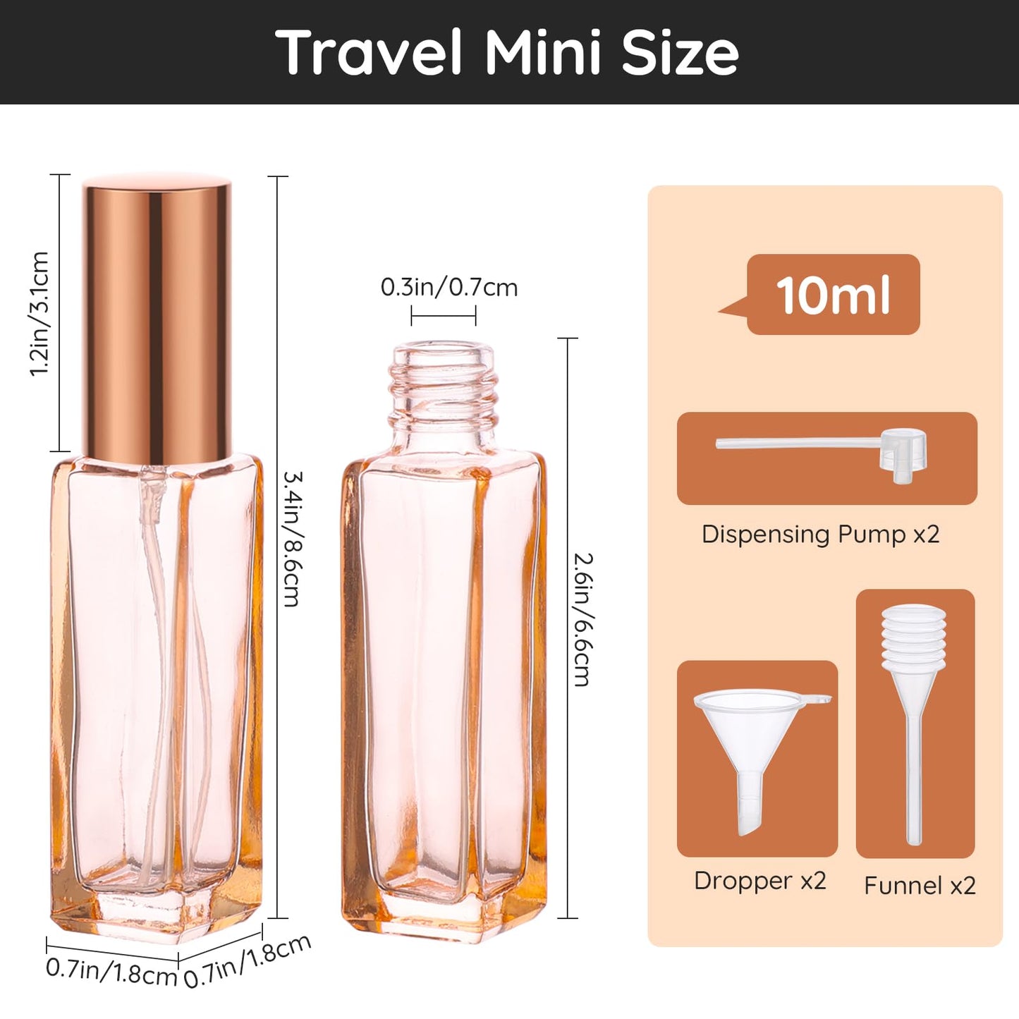 Segbeauty Travel Perfume Atomizer Refillable, 10 Packs Empty Perfume Spray Bottles, 10ML Mini Pocket Travel Cologne Sprayer Fine Mist Atomizer Cosmetic Sample Bottle for Travel Outgoing Party Work