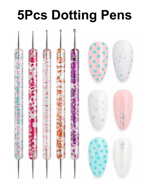 34pcs Nail Art Brushes Set – 15 Nail Brushes, 5 Dual-Ended Dotting Pens, 5 Liner Brushes, 5 Carving Brushes, Brush Holder & 3 Dual-Ended Nail Art Pens – Tools for Gel, Acrylic, DIY Design