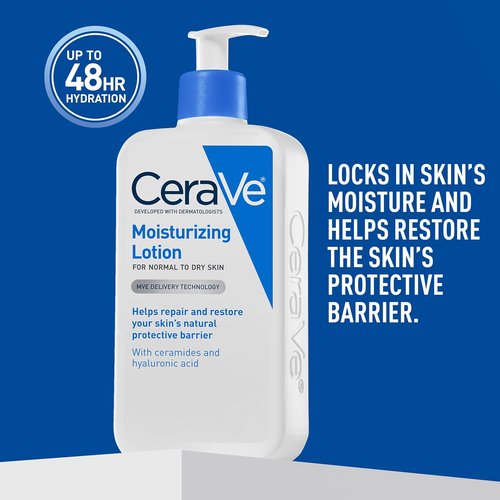 CeraVe Daily Moisturizing Lotion - Hydrating Body & Face Moisturizer with Hyaluronic Acid | 12 Oz, Fragrance-Free
