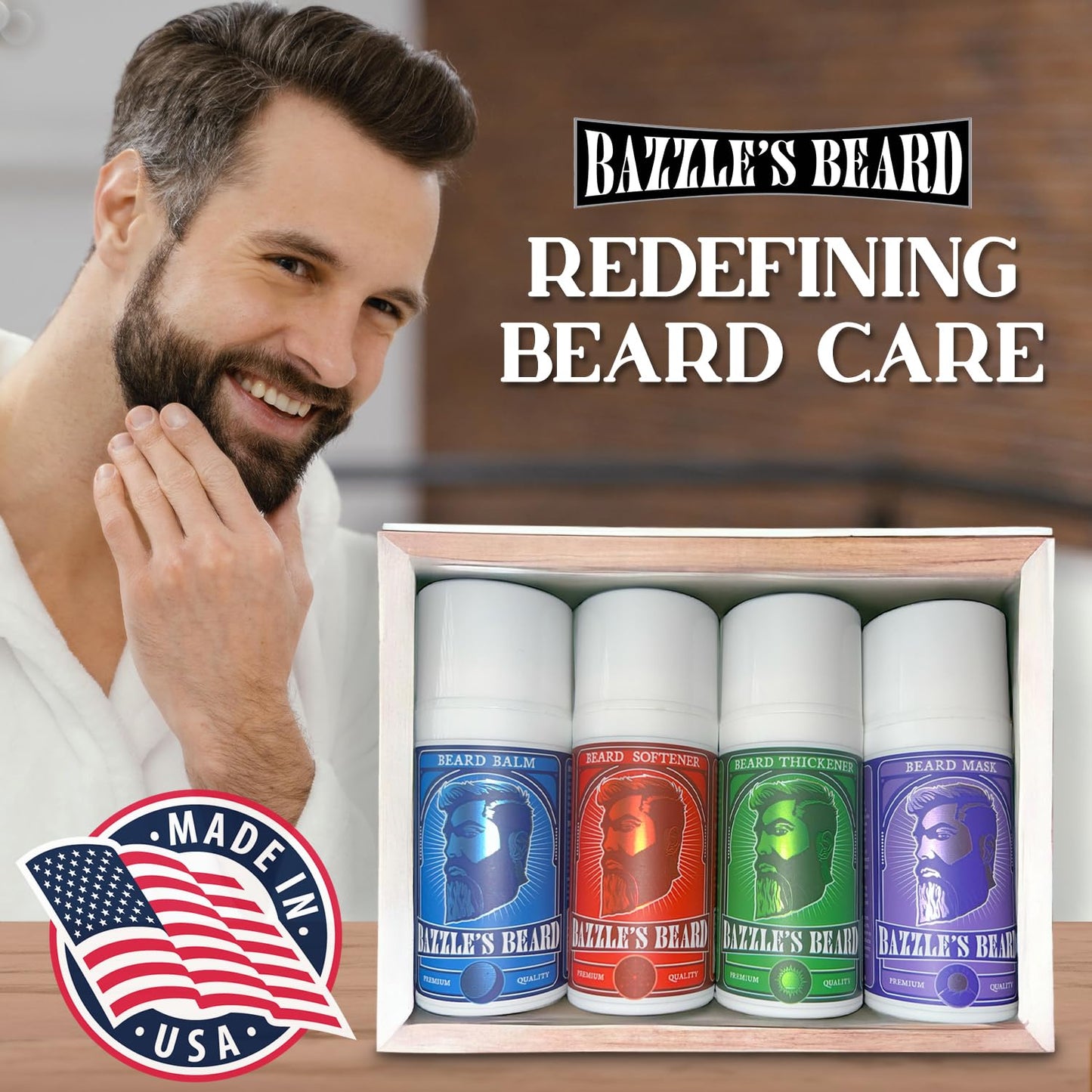 Bazzle Beard Softener - Biotin-Enriched Beard Balm Conditioner for Soft, Shiny Facial Hair