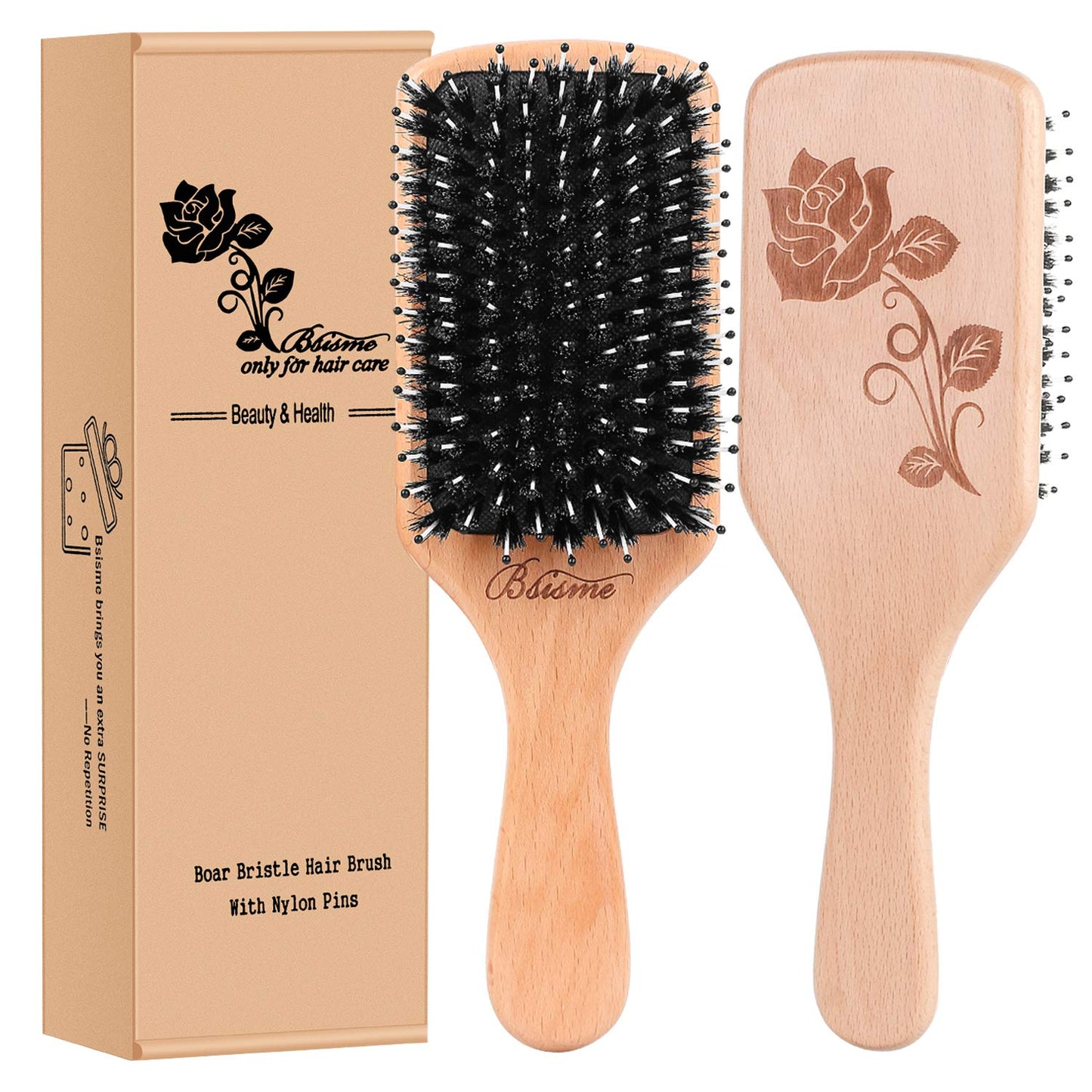 Hair Brush Boar Bristle Hair Brushes for Women Curly Hair, Best Paddle Detangling Brush Detangler for Girls Kids,Smooth Hair Add Shine …