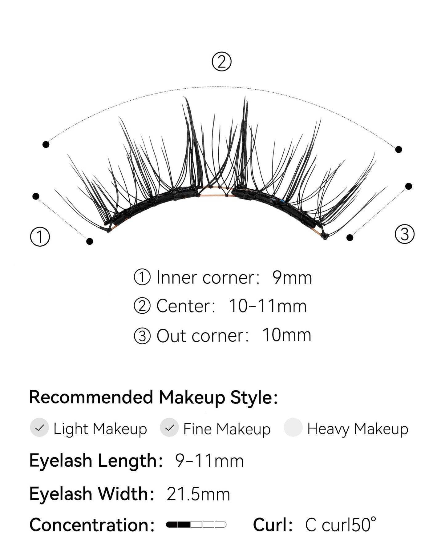 WOSADO Magnetic Eyelashes with Applicator Kit, No.14 FROST BLACK, Reusable Magnetic Lashes without Eyeliner, Glue-free False Lashes, Waterproof, Lightweight, Suit for Natural Makeup