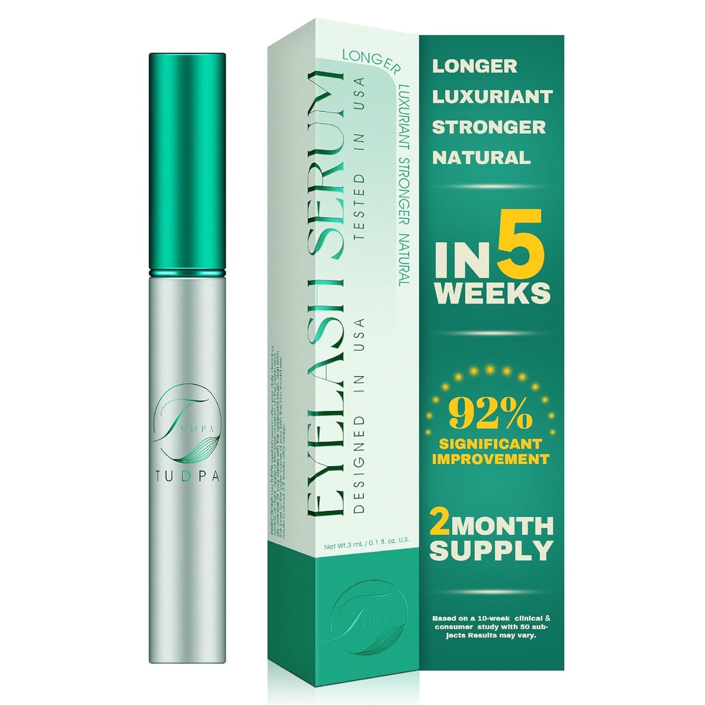 Skiennix Eyelash Growth Serum - Enhance Length, Density & Strength | Vegan & Cruelty-Free, 3mL (2-Month Supply)