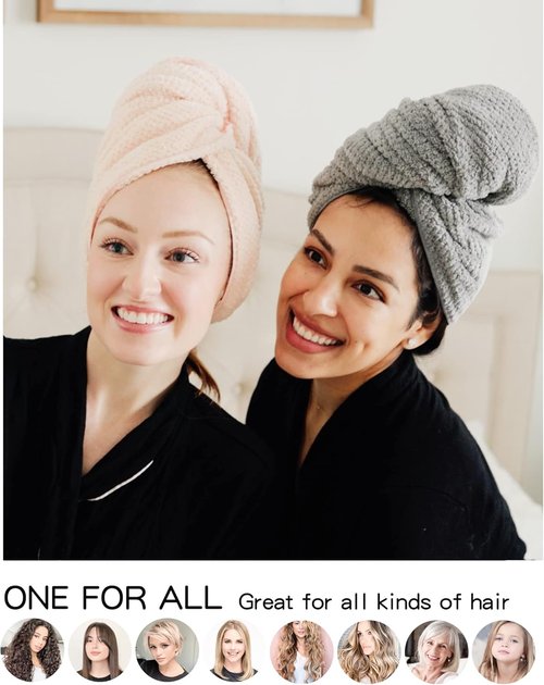 Microfiber Hair Towels by [Brand Name] - Super Absorbent Quick-Dry Wraps for Curly & Straight Hair | 27.5'' x 39.4''