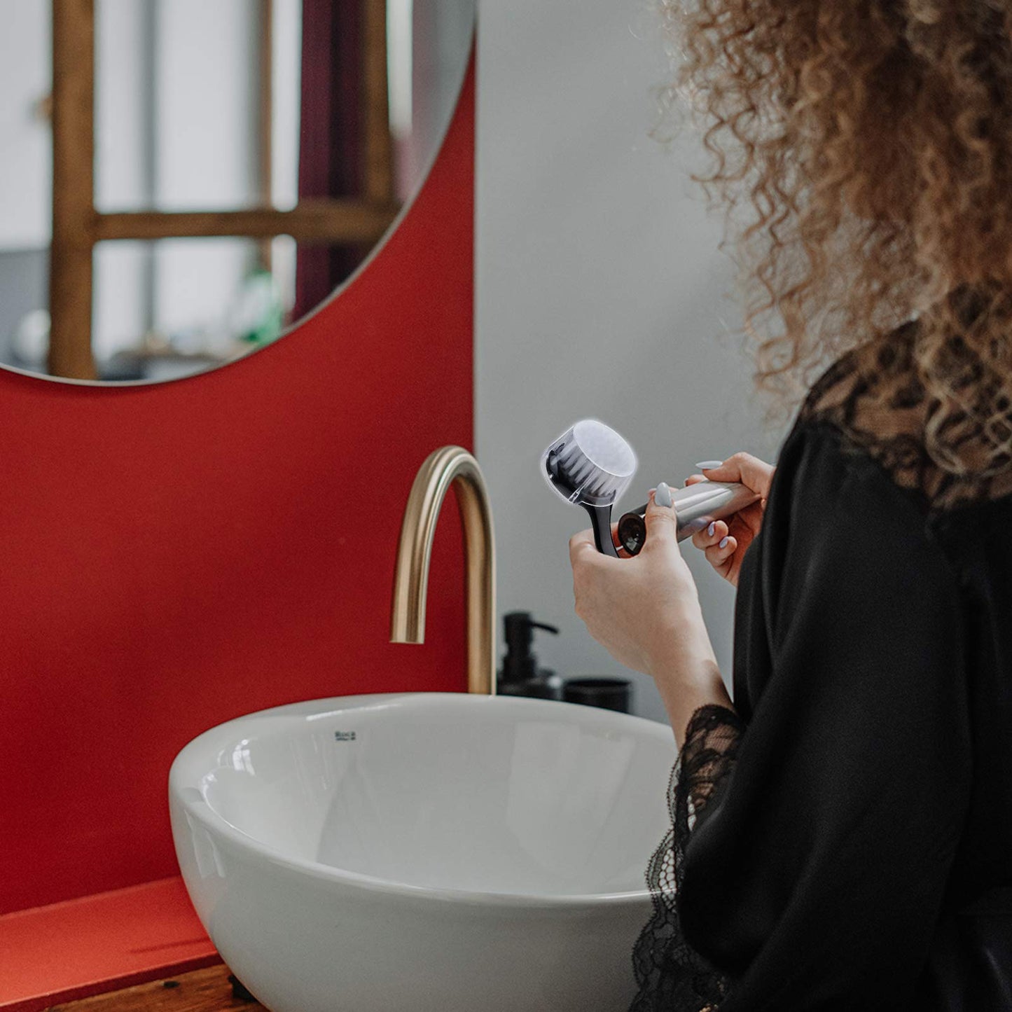 Beomeen Facial Cleansing Brush 4 PCS, Facial Exfoliating Brush Face Wash Scrub Exfoliator Brush for Makeup Skincare Removal (Black)