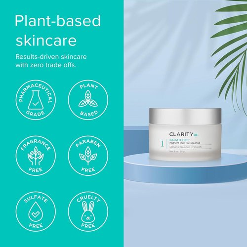 ClarityRx Balm It Off Facial Cleanser - Natural Plant-Based Makeup Remover for All Skin Types (3 oz)