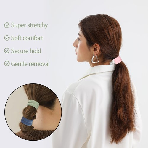 150 Pcs Seamless Elastic Hair Ties No Damage for Thick & Thin Hair, Ponytail Holders, Elastics, Soft Pony Tails Bands for Women, 5 Colors