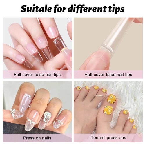 FSpronail Soft Gel Nail Tips Glue, 15g*2PCS Super Strong Glue Gel for Press Ons, False and Acrylic Tips UV Cure Needed Extension Tools Manicure Salon Supplies