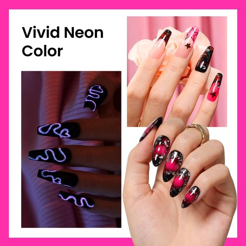 Beetles Hot Pink Gel Nail Polish - Luminous Pink Gel Polish 15ml Glow in the Dark Pink Easter Soak Off Uv LED Nail Lamp Nail Art Manicure Salon DIY Home Gift for Women Girls