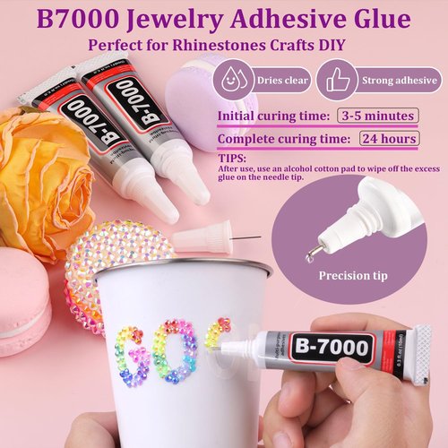 2 Boxes Resin Rhinestones with Tweezers for Crafting, 16000Pcs Mixed-Color 4mm&5mm Bedazzling Crystal with 3Pcs 10ml B7000 Jewelry Glue for DIY Crafts Clothing Tumblers Shoes Fabric Nail Art