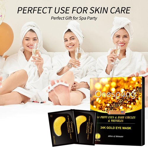 Onespring Under Eye Patches (24 Pairs) - Gifts for Women - Golden Under Eye Mask for Dark Circles, Puffiness & Wrinkles, Eye Gels Pads for Refreshing, Revitalizing - Bridesmaid Gifts