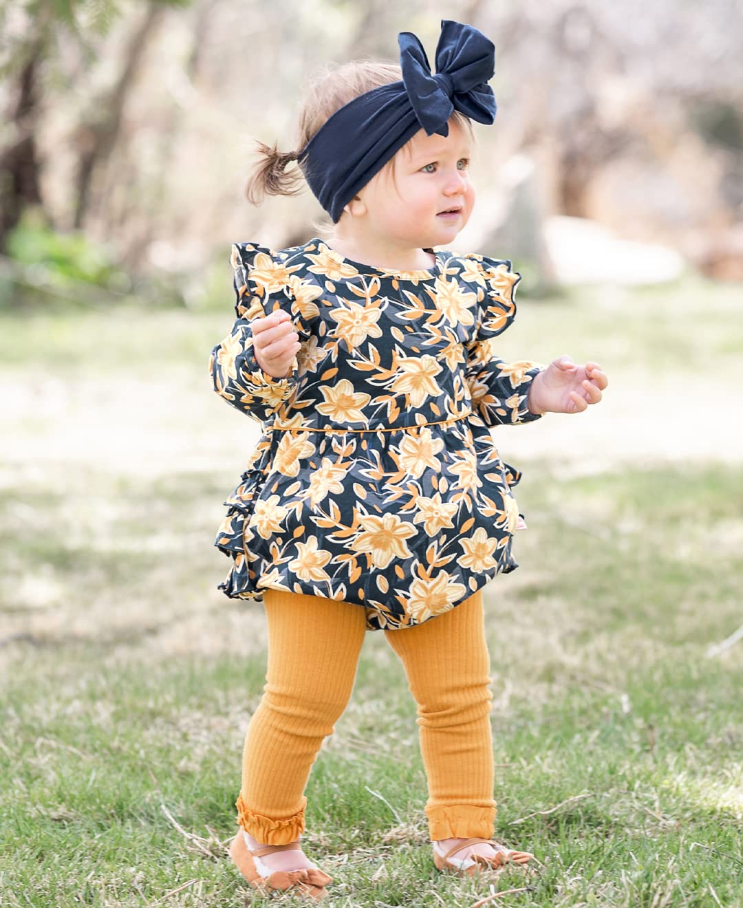 RuffleButts Navy Big Bow Headband - One Size