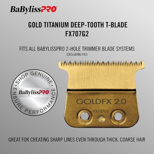 BaBylissPRO Barberology Deep Tooth Trimmer Blade - Gold Replacement for FX707G2 Hair Trimmers