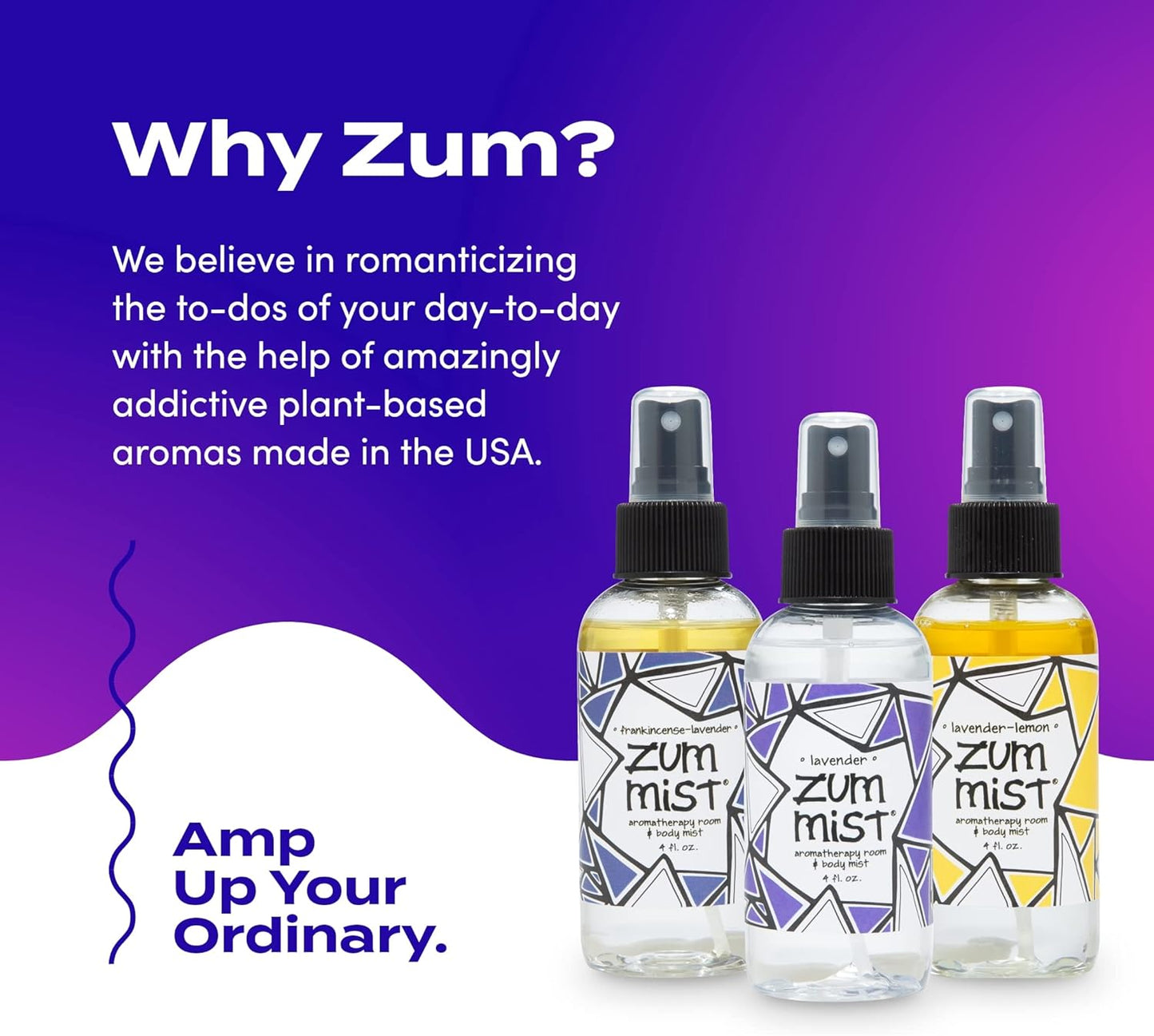 Zum Indigo Wild Mist Room & Body Spray - Lavender Aromatherapy Essential Oil - 4 fl oz (3 Pack)