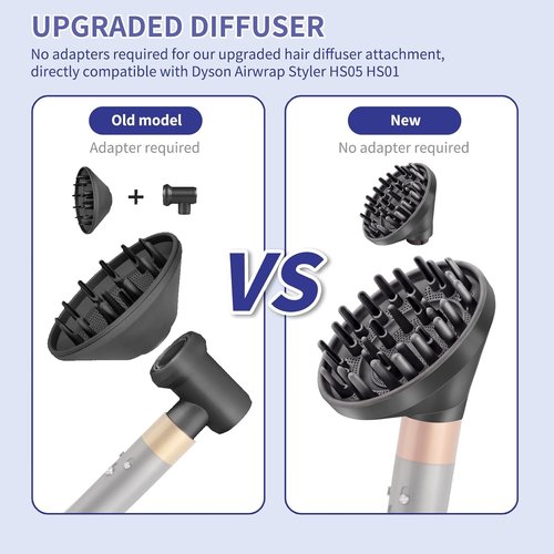 Dyson Hair Diffuser Attachment - Upgraded Large Diffuser for Fast Drying Curly Hair | Volume & Definition (Grey)