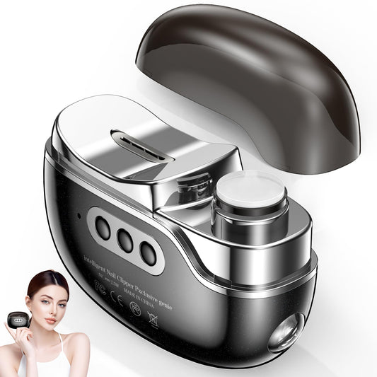 Electric Nail Clipper-3 in 1 Baby Nail Trimmer with Light & 3 Speeds, Fingernail Trimmer, Polisher & Clip Storage, USB Rechargeable Automatic Nail File for Baby, Kids, Adult Gift(Black)