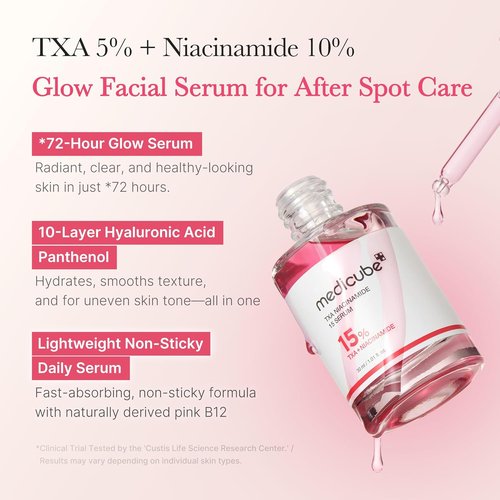 Medicube TXA+Niacinamide 15% Glow Facial Serum - All-in-One Korean Skincare for Uneven Skin Tone | 1.01 fl. oz.